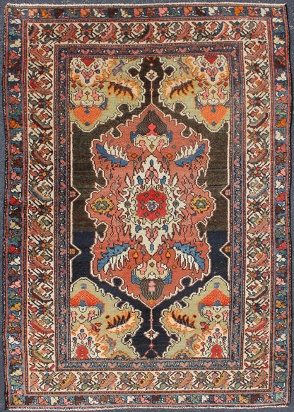 Antique Malayer rug from Persia with medallion and decorated cornices, rug 19 - 0403, country of origin / type: Iran / Malayer, circa 1910 This beautiful antique Malayer rug from Persia features a unique medallion design, the central field is fram... - Keivan Woven Arts19 - 0403 - 2724Rug