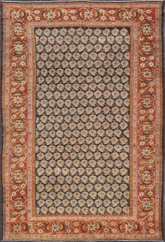 Red and blue Persian Sultanabad Mahal Antique rug with small - scale all - over Design. Keivan Woven Arts / rug 19 - 0501, country of origin / type: Iran / Sultanabad Mahal, circa 1920 Measures: 10'3 x 15'2 - Keivan Woven Arts19 - 0501 - 15477 - G - 2708Rug