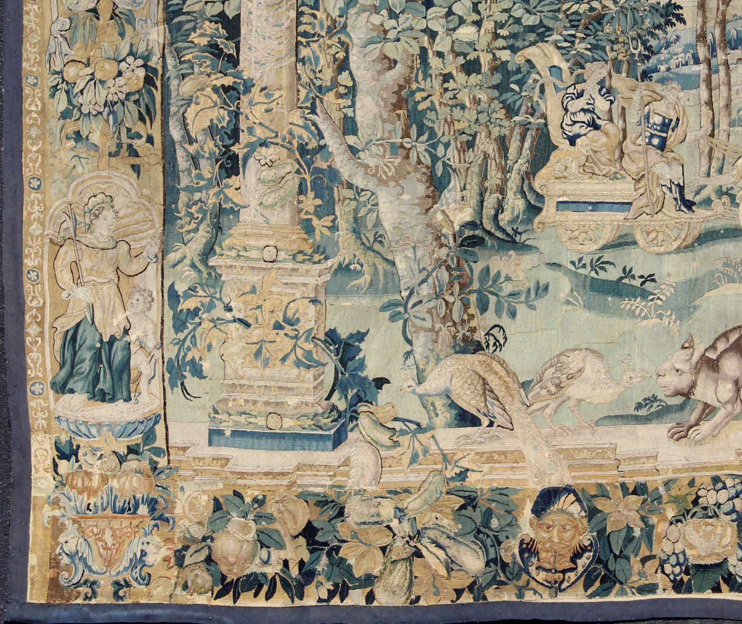 18th century antique Beauvais tapestry with woodland scene and floral border, rug 17 - 0401, country of origin / type: Belgium / Adam style tapestry, circa 1850. Louis Hinart and Philippe Behagle, two Flemish tapestry weavers established their Tapestr... - Keivan Woven Arts19 - 0508 - 7187Rug