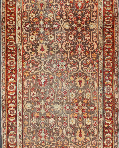 Gray Background Antique Persian Sultanabad with All - Over sub Floral Design. Antique Sultanabad short gallery rug in gray background and colorful, bold design, rug 19 - 0602, country of origin / type: Iran / Mahal, circa 1900 This antique P... - Keivan Woven Arts19 - 0602 - 11429Rug