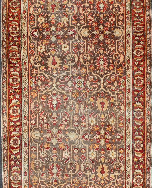 Gray Background Antique Persian Sultanabad with All - Over sub Floral Design. Antique Sultanabad short gallery rug in gray background and colorful, bold design, rug 19 - 0602, country of origin / type: Iran / Mahal, circa 1900 This antique P... - Keivan Woven Arts19 - 0602 - 11429Rug