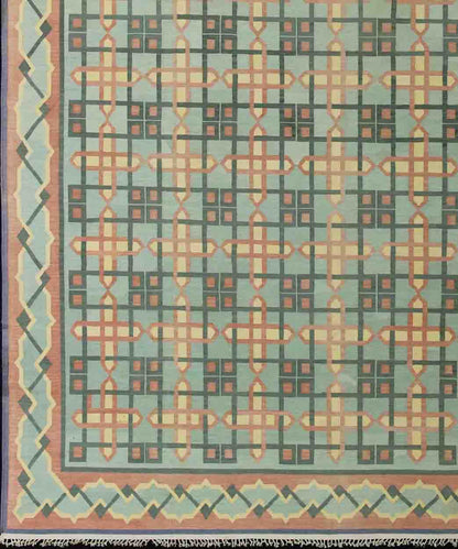Large Vintage Indian Flat - Weave Cotton Dhurrie Rug from Mid - 20th Century. Large cotton Dhurrie in large scale checkerboard design, Indian Dhurrie, rug 19 - 0604, country of origin / type: India / Dhurrie, circa 1960 This flat - woven designe... - Keivan Woven Arts19 - 0604 - 11479Rug