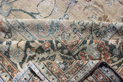 Earth tones large Antique Persian Khorassan with All - Over Earth Tones in neutral tones and Neutral background with Brown, Blue. Sub floral design Khorassan antique rug from Persia in natural color Palette. Keivan Woven Arts rug 19 - 0605, country of orig... - Keivan Woven Arts19 - 0605 - 11483Rug
