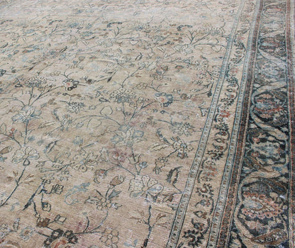 Earth tones large Antique Persian Khorassan with All - Over Earth Tones in neutral tones and Neutral background with Brown, Blue. Sub floral design Khorassan antique rug from Persia in natural color Palette. Keivan Woven Arts rug 19 - 0605, country of orig... - Keivan Woven Arts19 - 0605 - 11483Rug