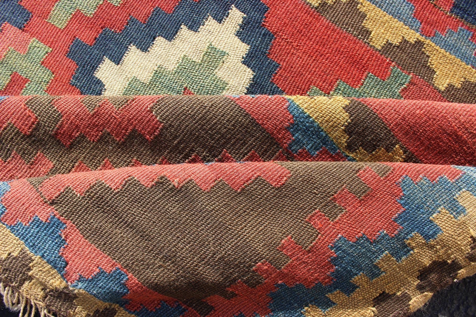 Antique Caucasian Flat - Weave Gallery Size Runner in Geometric Diamond shapes. Tribal Persian Kilim rug with all - over diamond and geometric design, Keivan Woven Arts / rug 19 - 0804, country of origin / type: Iran / Kilim, circa 1900 This a... - Keivan Woven Arts19 - 0804 - 11555Rug