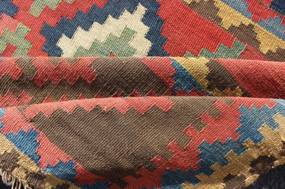 Antique Caucasian Flat - Weave Gallery Size Runner in Geometric Diamond shapes. Tribal Persian Kilim rug with all - over diamond and geometric design, Keivan Woven Arts / rug 19 - 0804, country of origin / type: Iran / Kilim, circa 1900 This a... - Keivan Woven Arts19 - 0804 - 11555Rug