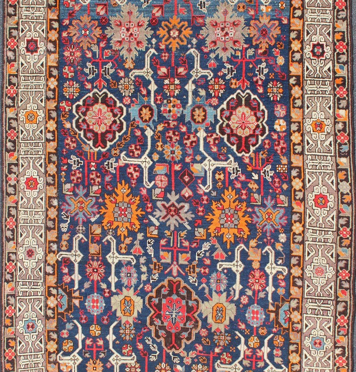 Antique Hand Knotted Caucasian Kuba Runner With All - Over Design Kuba antique rug in colorful tones, Keivan Woven Arts / rug 19 - 0807, country of origin / type: Caucasus / Kuba, circa 1880 This colorful Kuba carpet from the Caucasus region ... - Keivan Woven Arts19 - 0807 - 11571Rug