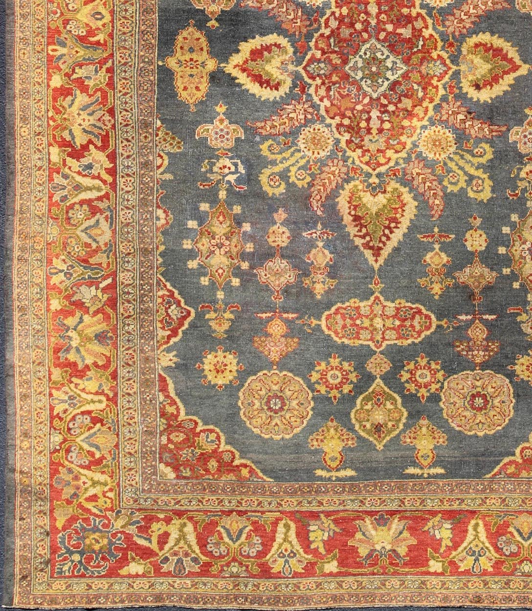 Large Antique Zeigler Sultanabad Rug with Elegant Medallion Design in Blue & Rust Red. Large Antique Zeigler Sultanabad Rug with Elegant Medallion Design in Blue & Rust Red. Antique Persian Zeigler Sultanabad Rug. Keivan Woven Arts / rug /19 - 081... - Keivan Woven Arts19 - 0813 - 11589Rug