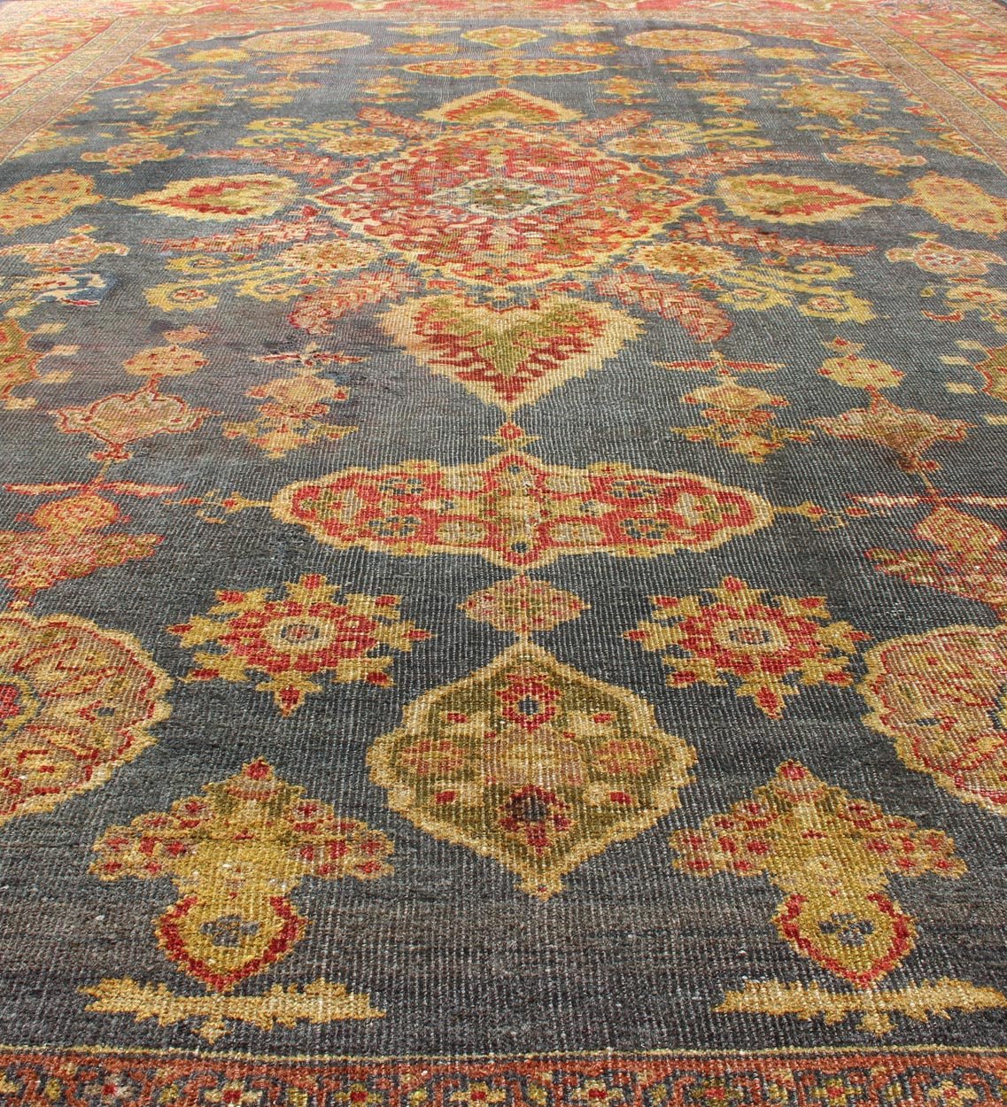 Large Antique Zeigler Sultanabad Rug with Elegant Medallion Design in Blue & Rust Red. Large Antique Zeigler Sultanabad Rug with Elegant Medallion Design in Blue & Rust Red. Antique Persian Zeigler Sultanabad Rug. Keivan Woven Arts / rug /19 - 081... - Keivan Woven Arts19 - 0813 - 11589Rug
