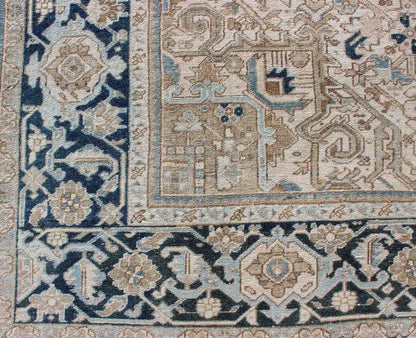 Vintage Persian Heriz Runner with Geometric Design in Taupe, Blue - Gray Intricately designed geometric Persian Heriz carpet. Antique Persian Heriz Rug with Geometric Medallion Design in Taupe, Blue - Gray. Keivan Woven Arts / rug 19 - 0814, country o... - Keivan Woven Arts19 - 0814 - 11595Rug