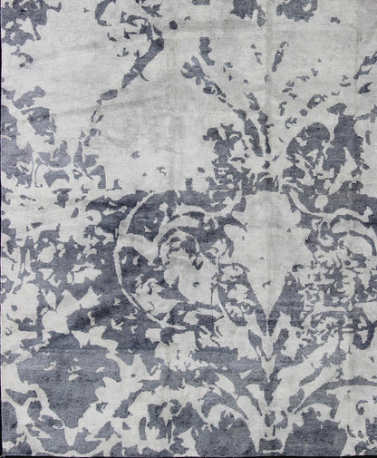 Nepalese Modern rug with modern design. Keivan Woven Arts / rug 19 - 0816, country of origin / type: Nepal / Modern. Measures: 9'1 x 12'. This rug from Nepal features a modern design rendered in shades of gray blue and white. - Keivan Woven Arts19 - 0816 - 11649Rug