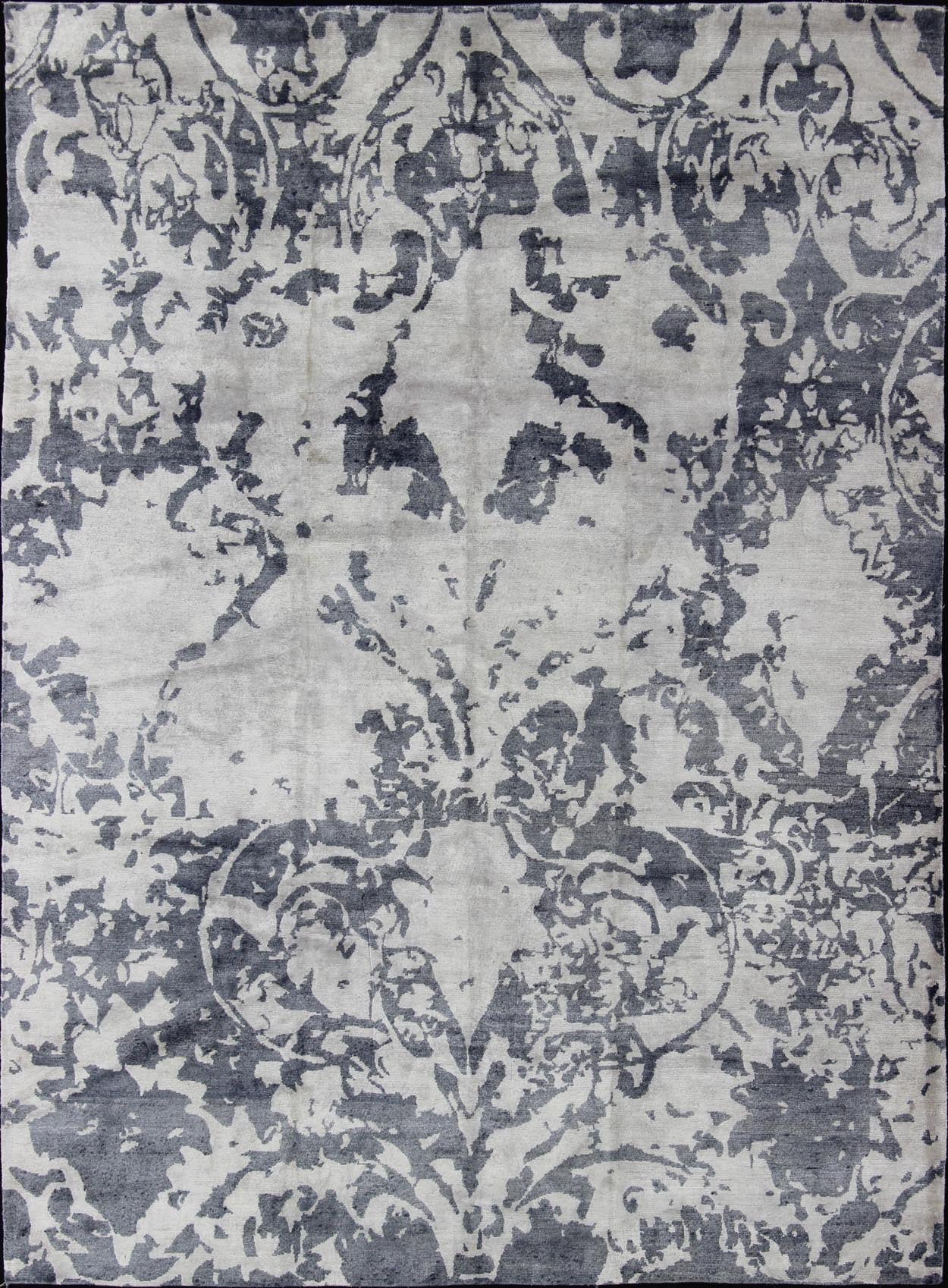 Nepalese Modern rug with modern design. Keivan Woven Arts / rug 19 - 0816, country of origin / type: Nepal / Modern. Measures: 9'1 x 12'. This rug from Nepal features a modern design rendered in shades of gray blue and white. - Keivan Woven Arts19 - 0816 - 11649