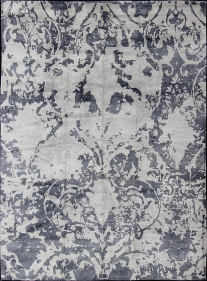 Nepalese Modern rug with modern design. Keivan Woven Arts / rug 19 - 0816, country of origin / type: Nepal / Modern. Measures: 9'1 x 12'. This rug from Nepal features a modern design rendered in shades of gray blue and white. - Keivan Woven Arts19 - 0816 - 11649Rug