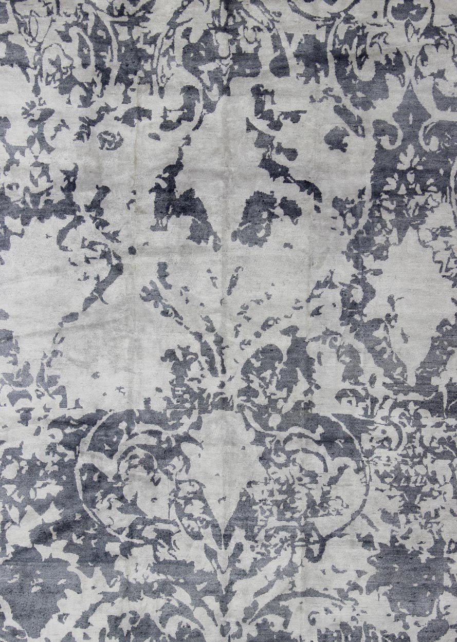 Nepalese Modern rug with modern design. Keivan Woven Arts / rug 19 - 0816, country of origin / type: Nepal / Modern. Measures: 9'1 x 12'. This rug from Nepal features a modern design rendered in shades of gray blue and white. - Keivan Woven Arts19 - 0816 - 11649Rug