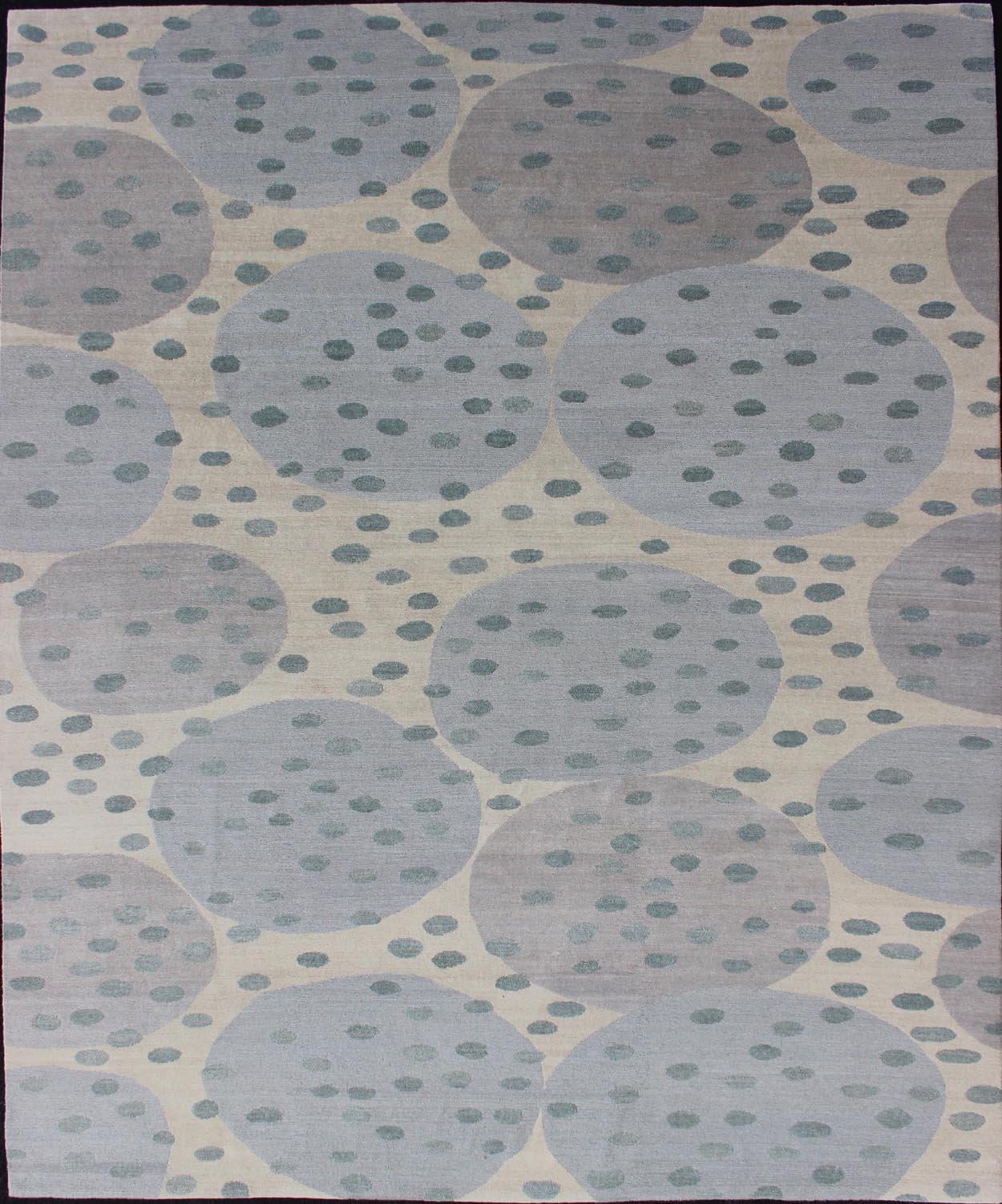 Modern Rug of Wool and Silk From Nepal by Keivan Woven Arts. Measures: 8' x 10'. This rug from Nepal was woven with wool and silk and features a modern design of various circles and dots. Nepalese Modern rug in light tones, Keivan Woven Ar... - Keivan Woven Arts19 - 0819 - 11463Rug