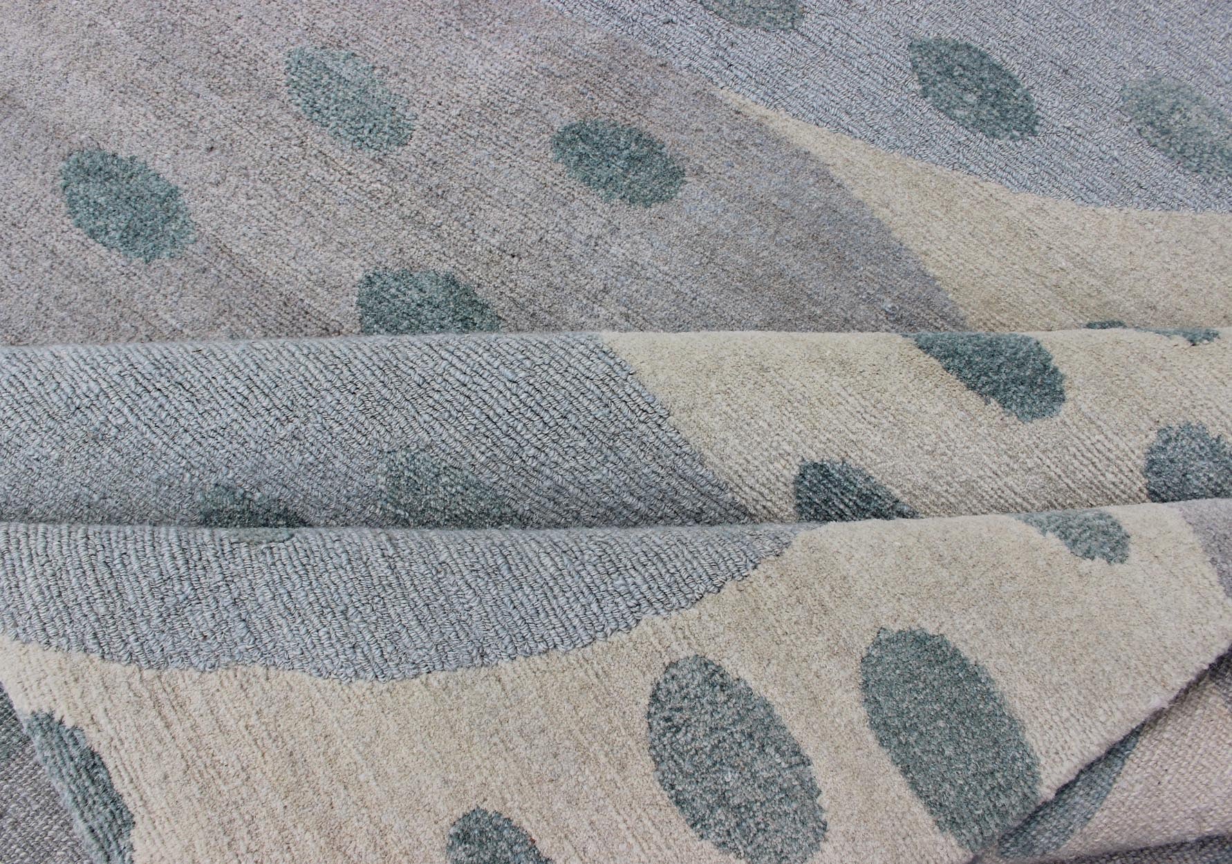 Modern Rug of Wool and Silk From Nepal by Keivan Woven Arts. Measures: 8' x 10'. This rug from Nepal was woven with wool and silk and features a modern design of various circles and dots. Nepalese Modern rug in light tones, Keivan Woven Ar... - Keivan Woven Arts19 - 0819 - 11463Rug