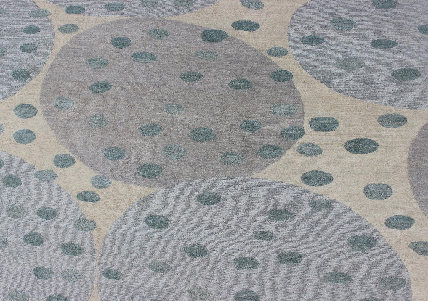 Modern Rug of Wool and Silk From Nepal by Keivan Woven Arts. Measures: 8' x 10'. This rug from Nepal was woven with wool and silk and features a modern design of various circles and dots. Nepalese Modern rug in light tones, Keivan Woven Ar... - Keivan Woven Arts19 - 0819 - 11463Rug