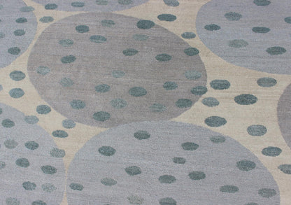 Modern Rug of Wool and Silk From Nepal by Keivan Woven Arts. Measures: 8' x 10'. This rug from Nepal was woven with wool and silk and features a modern design of various circles and dots. Nepalese Modern rug in light tones, Keivan Woven Ar... - Keivan Woven Arts19 - 0819 - 11463Rug