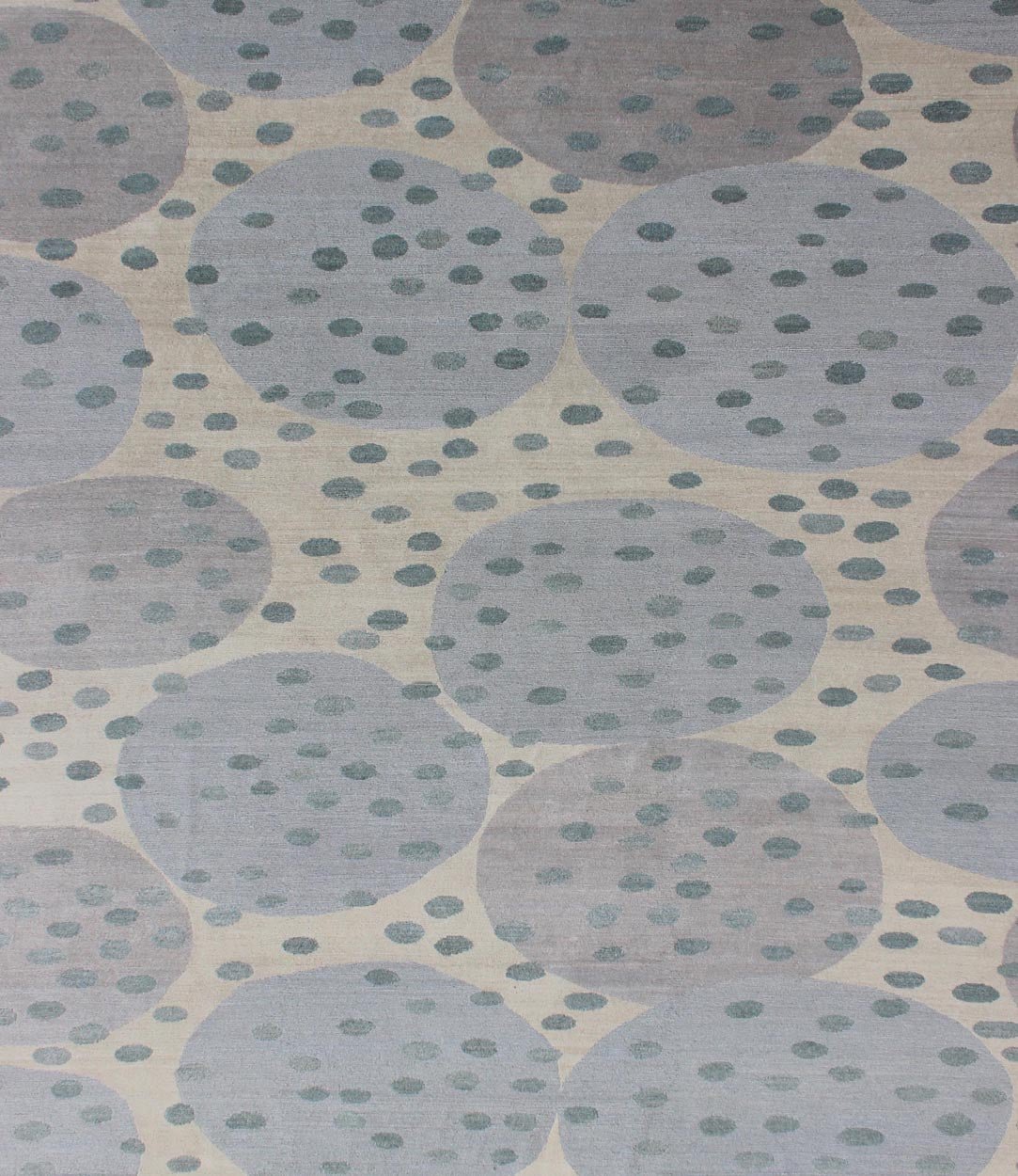 Modern Rug of Wool and Silk From Nepal by Keivan Woven Arts. Measures: 8' x 10'. This rug from Nepal was woven with wool and silk and features a modern design of various circles and dots. Nepalese Modern rug in light tones, Keivan Woven Ar... - Keivan Woven Arts19 - 0819 - 11463Rug