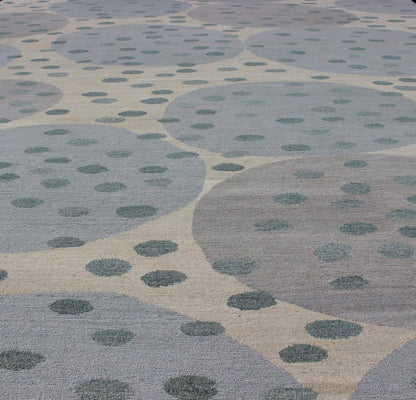 Modern Rug of Wool and Silk From Nepal by Keivan Woven Arts. Measures: 8' x 10'. This rug from Nepal was woven with wool and silk and features a modern design of various circles and dots. Nepalese Modern rug in light tones, Keivan Woven Ar... - Keivan Woven Arts19 - 0819 - 11463Rug