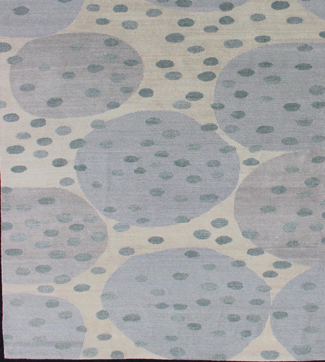 Modern Rug of Wool and Silk From Nepal by Keivan Woven Arts. Measures: 8' x 10'. This rug from Nepal was woven with wool and silk and features a modern design of various circles and dots. Nepalese Modern rug in light tones, Keivan Woven Ar... - Keivan Woven Arts19 - 0819 - 11463Rug