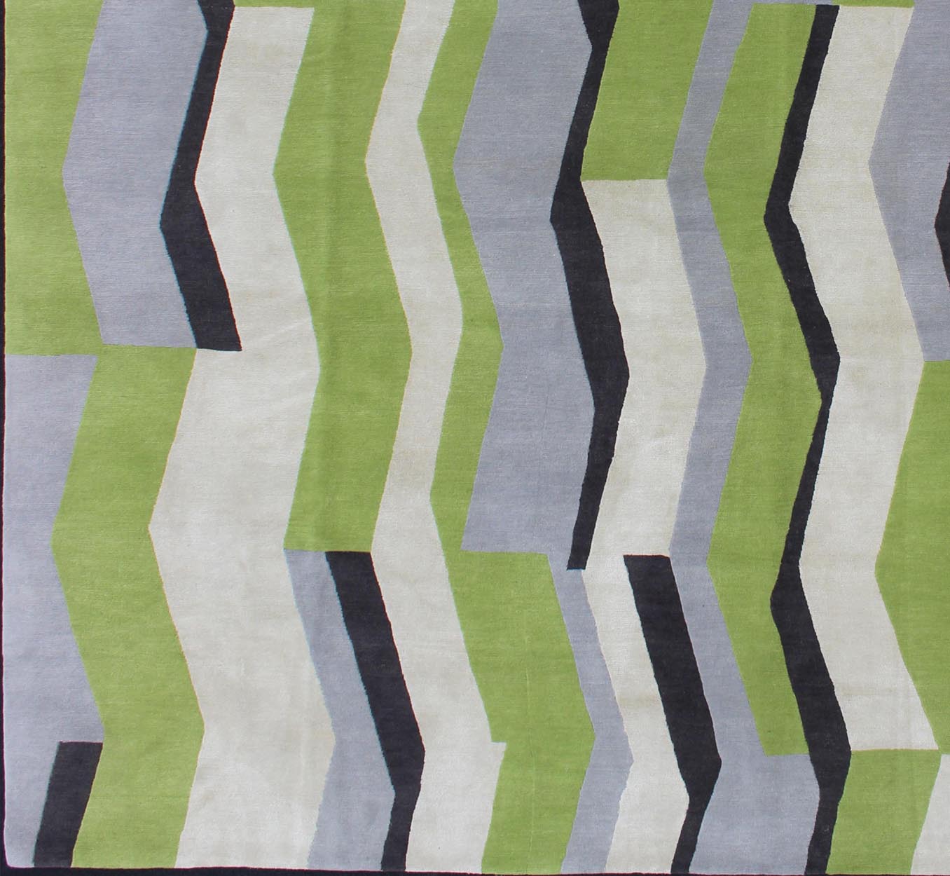 Modern Nepalese Silk and Wool Rug. Modern Rug. modern Nepalese rug. Modern setting. modern interiors Measures: 8'1 x 10'1. This rug from Nepal features a modern design rendered in Apple and citron green, lavender gray, black, and ivory. ... - Keivan Woven Arts19 - 0820 - 11655Rug