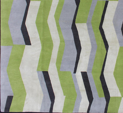 Modern Nepalese Silk and Wool Rug. Modern Rug. modern Nepalese rug. Modern setting. modern interiors Measures: 8'1 x 10'1. This rug from Nepal features a modern design rendered in Apple and citron green, lavender gray, black, and ivory. ... - Keivan Woven Arts19 - 0820 - 11655Rug