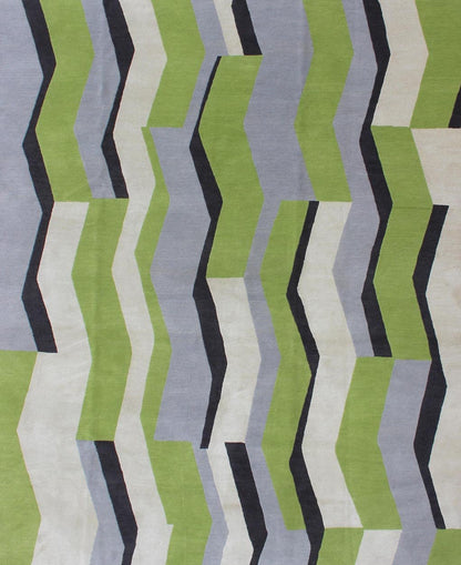 Modern Nepalese Silk and Wool Rug. Modern Rug. modern Nepalese rug. Modern setting. modern interiors Measures: 8'1 x 10'1. This rug from Nepal features a modern design rendered in Apple and citron green, lavender gray, black, and ivory. ... - Keivan Woven Arts19 - 0820 - 11655Rug