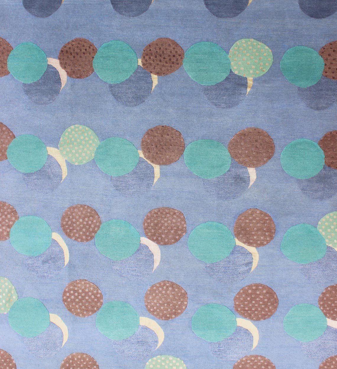 Fine Nepalese Rug in Modern Design With Wool and Silk Nepalese Modern rug with circle design in blue, purple, teal, brown and Ivory, rug 19 - 0821, country of origin / type: Nepal / Modern Measures: 8'1 x 9'11. Nepalese Modern rug i... - Keivan Woven Arts19 - 0821 - 1901Rug