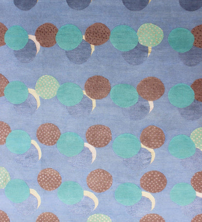 Fine Nepalese Rug in Modern Design With Wool and Silk Nepalese Modern rug with circle design in blue, purple, teal, brown and Ivory, rug 19 - 0821, country of origin / type: Nepal / Modern Measures: 8'1 x 9'11. Nepalese Modern rug i... - Keivan Woven Arts19 - 0821 - 1901Rug