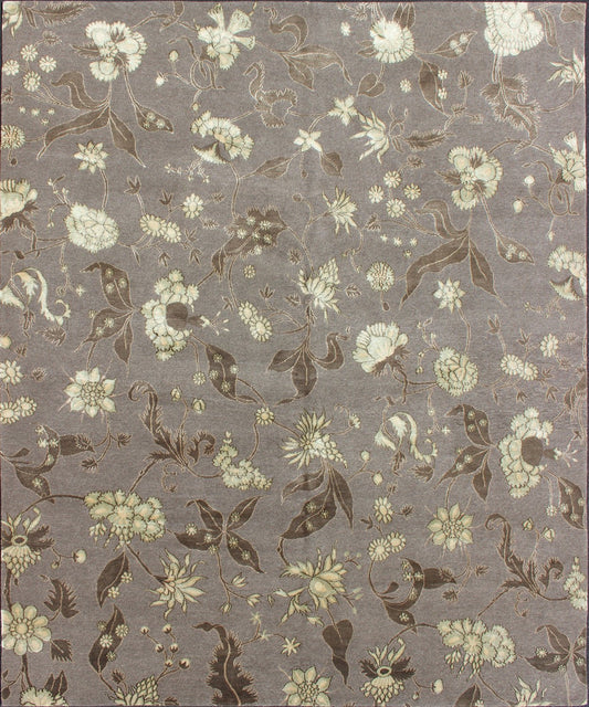 Modern Tibetan/Nepalese Wool & Silk Rug. Measures: 8' x 10'. This rug from Nepal is made of silk and wool and features a modern all - over design rendered in gray and natural tones. Modern Tibetan/Nepalese wool and silk rug with all - over des... - Keivan Woven Arts19 - 0822 - 11699Rug