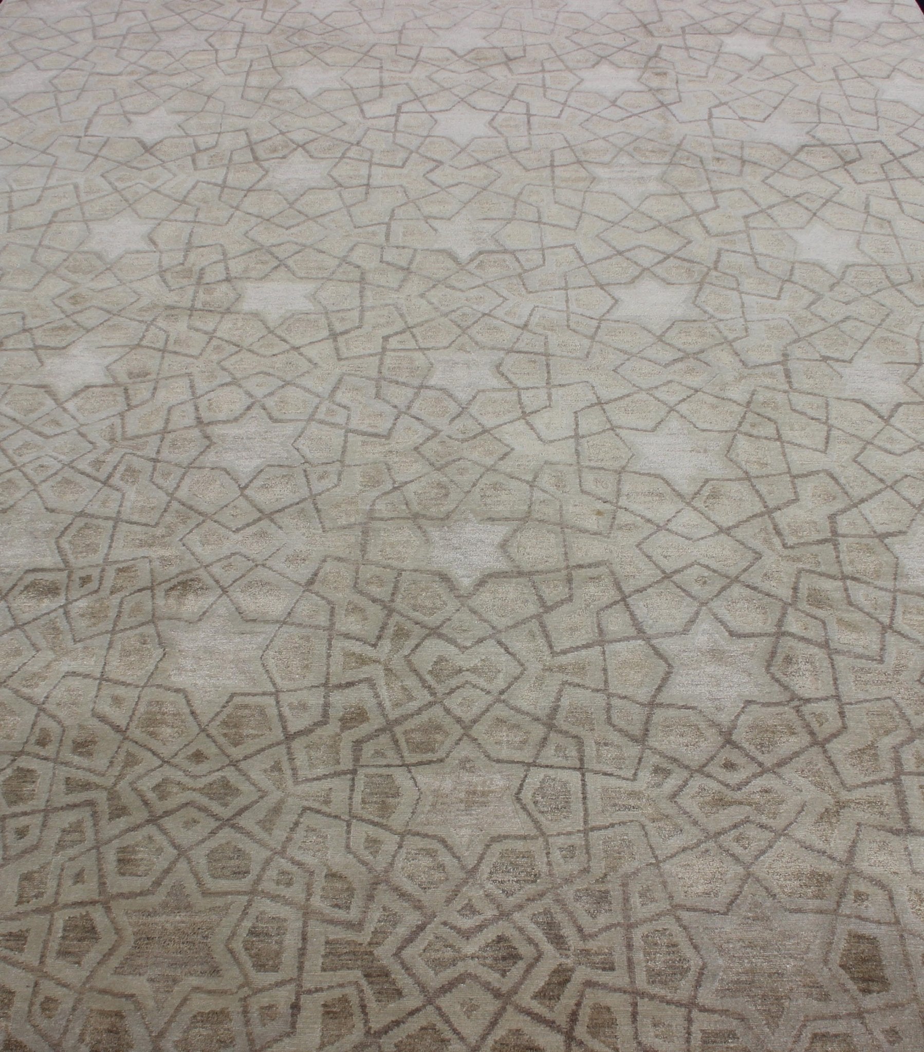 Wool and Silk Modern Design Tibetan Rug From Nepal in Neutrals and Earth Tones Wool and silk modern design Tibetan rug from Nepal in neutrals and earth tones, Nepalese Modern rug with all - over star, diamonds and geometric pattern. Wool and Silk ... - Keivan Woven Arts19 - 0824 - 11707Rug