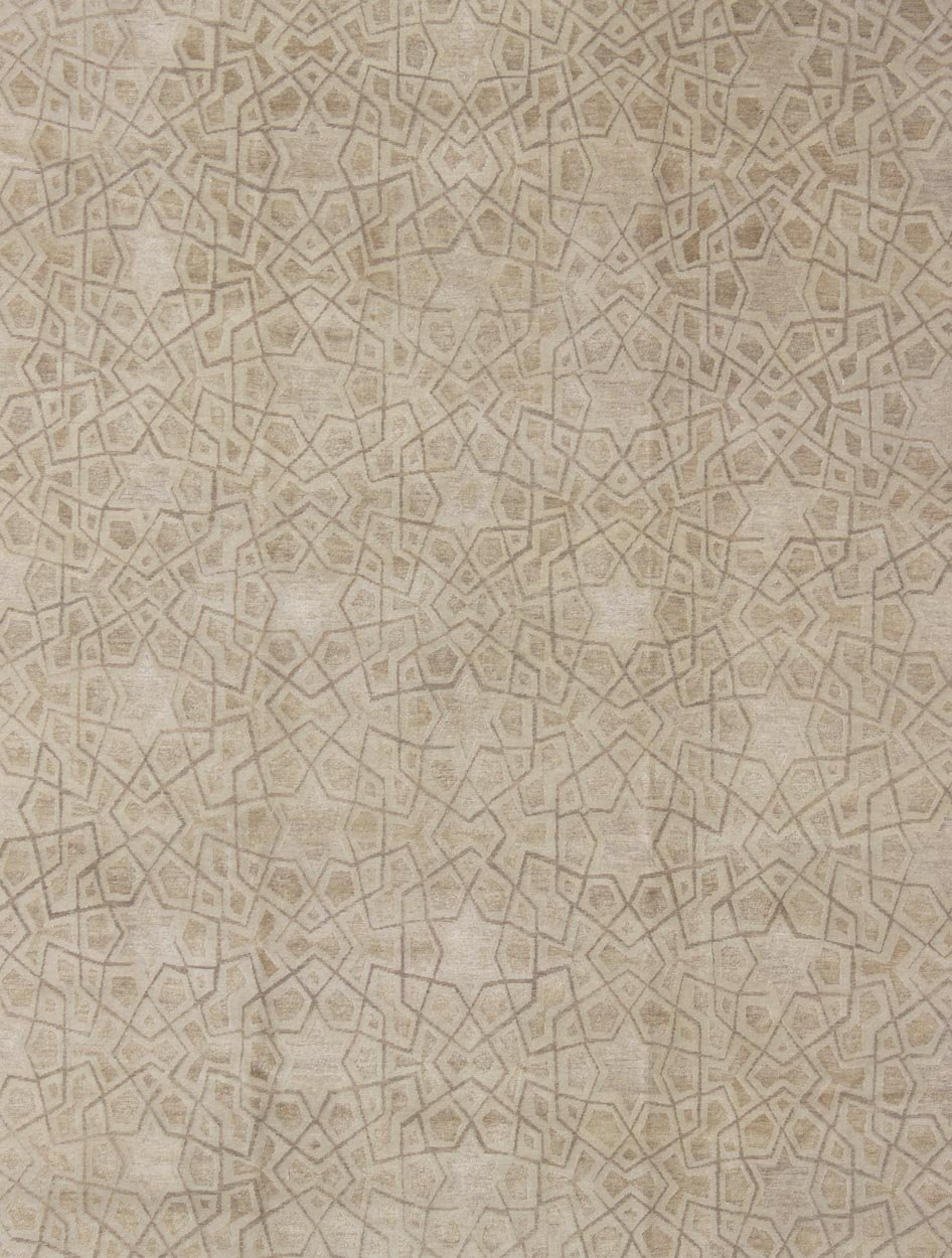 Wool and Silk Modern Design Tibetan Rug From Nepal in Neutrals and Earth Tones Wool and silk modern design Tibetan rug from Nepal in neutrals and earth tones, Nepalese Modern rug with all - over star, diamonds and geometric pattern. Wool and Silk ... - Keivan Woven Arts19 - 0824 - 11707Rug