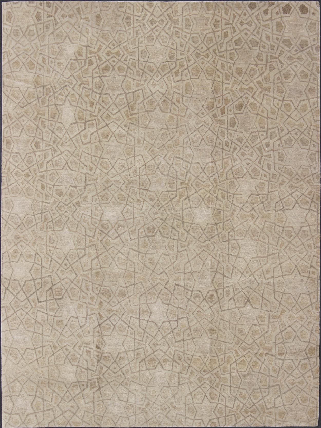 Wool and Silk Modern Design Tibetan Rug From Nepal in Neutrals and Earth Tones Wool and silk modern design Tibetan rug from Nepal in neutrals and earth tones, Nepalese Modern rug with all - over star, diamonds and geometric pattern. Wool and Silk ... - Keivan Woven Arts19 - 0824 - 11707Rug