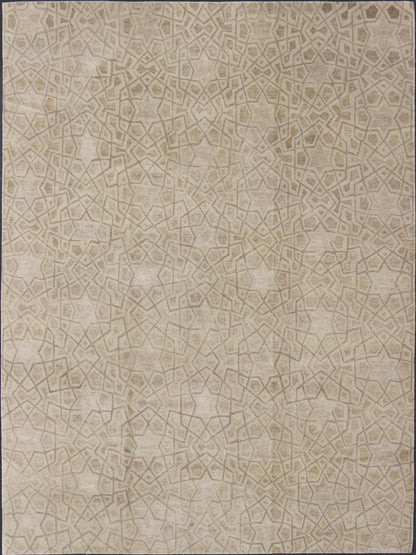 Wool and Silk Modern Design Tibetan Rug From Nepal in Neutrals and Earth Tones Wool and silk modern design Tibetan rug from Nepal in neutrals and earth tones, Nepalese Modern rug with all - over star, diamonds and geometric pattern. Wool and Silk ... - Keivan Woven Arts19 - 0824 - 11707Rug