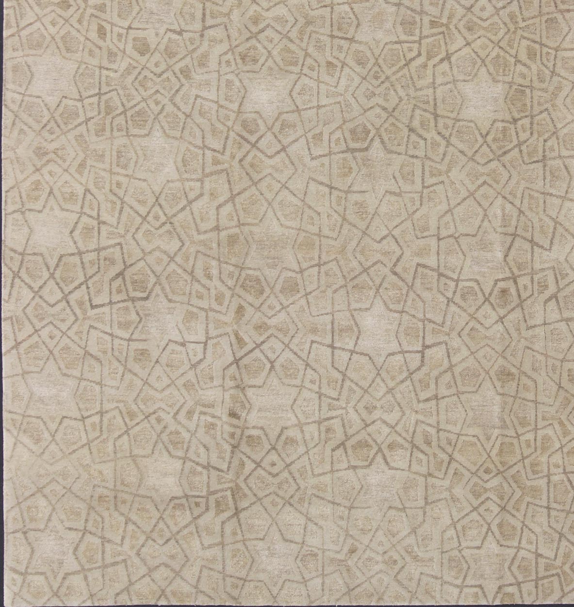 Wool and Silk Modern Design Tibetan Rug From Nepal in Neutrals and Earth Tones Wool and silk modern design Tibetan rug from Nepal in neutrals and earth tones, Nepalese Modern rug with all - over star, diamonds and geometric pattern. Wool and Silk ... - Keivan Woven Arts19 - 0824 - 11707Rug