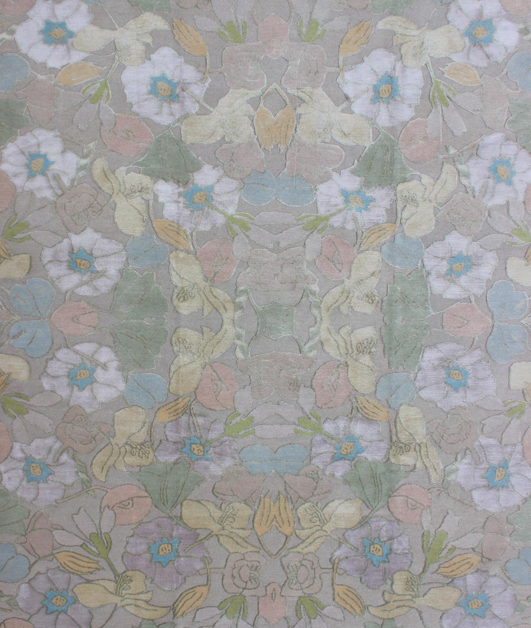 Modern Nepalese Silk and Wool Rug. Nepalese Modern rug withwool and silk in pastel floral flowers in pink, mauve, green, blue, white, peach and creamy yellow colors, Keivan Woven Arts / rug 19 - 0826, country of origin: Nepal, type: Modern ... - Keivan Woven Arts19 - 0826 - 11659Rug