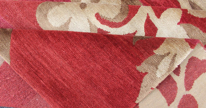 Keivan Woven Arts Modern Silk Rug from Nepal. Measures: 9' x 11'11 This rug from Nepal was woven with silk and features a unique modern design with flowers and swirling and various blossoms in a rich red color. Nepalese Modern rug ... - Keivan Woven Arts19 - 0828 - 11663Rug