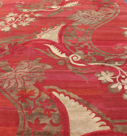 Keivan Woven Arts Modern Silk Rug from Nepal. Measures: 9' x 11'11 This rug from Nepal was woven with silk and features a unique modern design with flowers and swirling and various blossoms in a rich red color. Nepalese Modern rug ... - Keivan Woven Arts19 - 0828 - 11663Rug