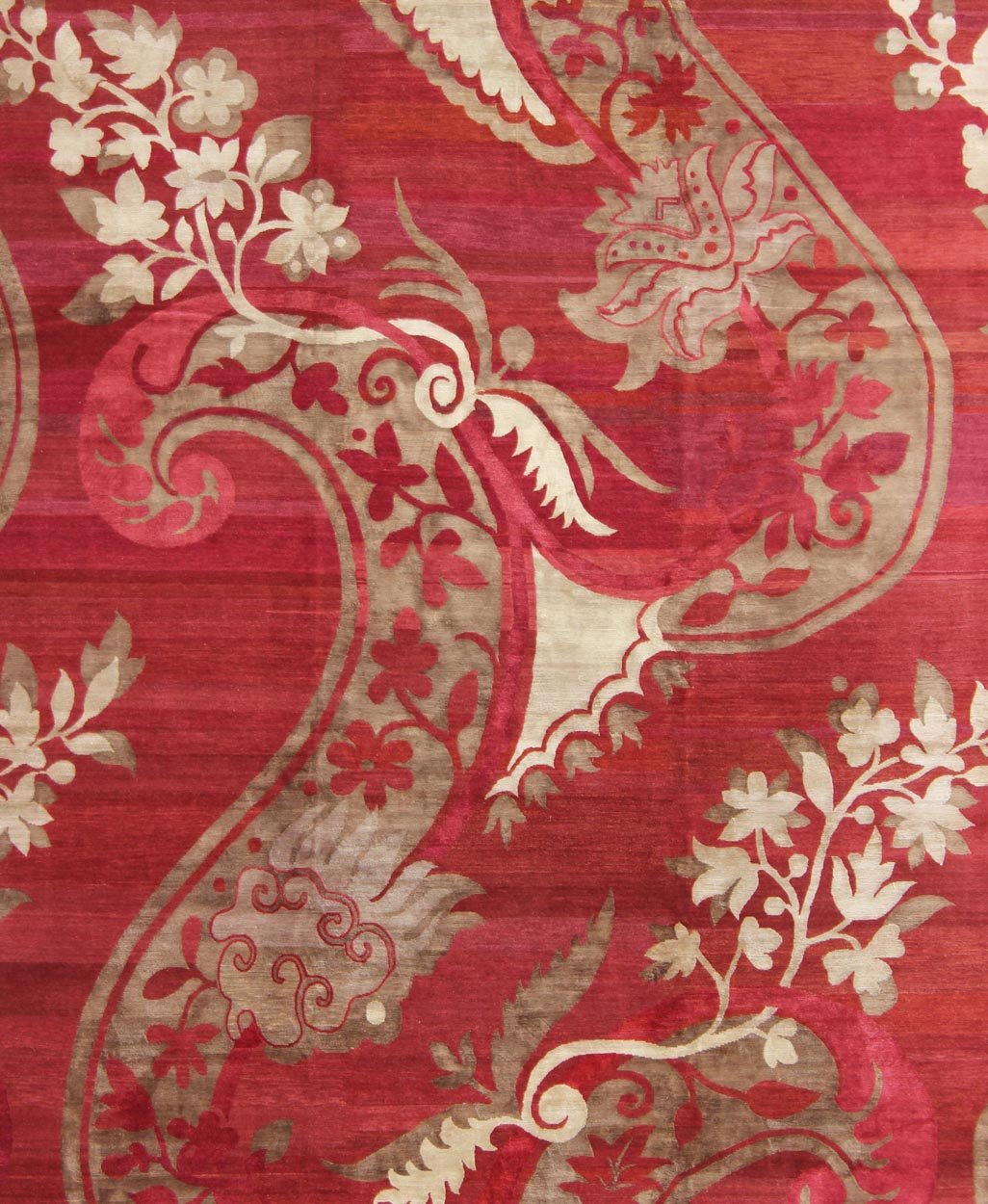 Keivan Woven Arts Modern Silk Rug from Nepal. Measures: 9' x 11'11 This rug from Nepal was woven with silk and features a unique modern design with flowers and swirling and various blossoms in a rich red color. Nepalese Modern rug ... - Keivan Woven Arts19 - 0828 - 11663Rug