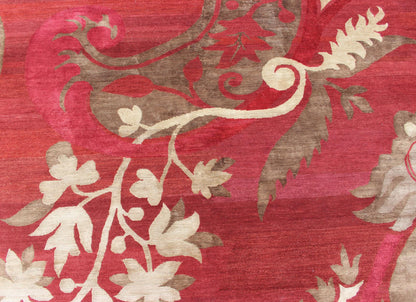 Keivan Woven Arts Modern Silk Rug from Nepal. Measures: 9' x 11'11 This rug from Nepal was woven with silk and features a unique modern design with flowers and swirling and various blossoms in a rich red color. Nepalese Modern rug ... - Keivan Woven Arts19 - 0828 - 11663Rug