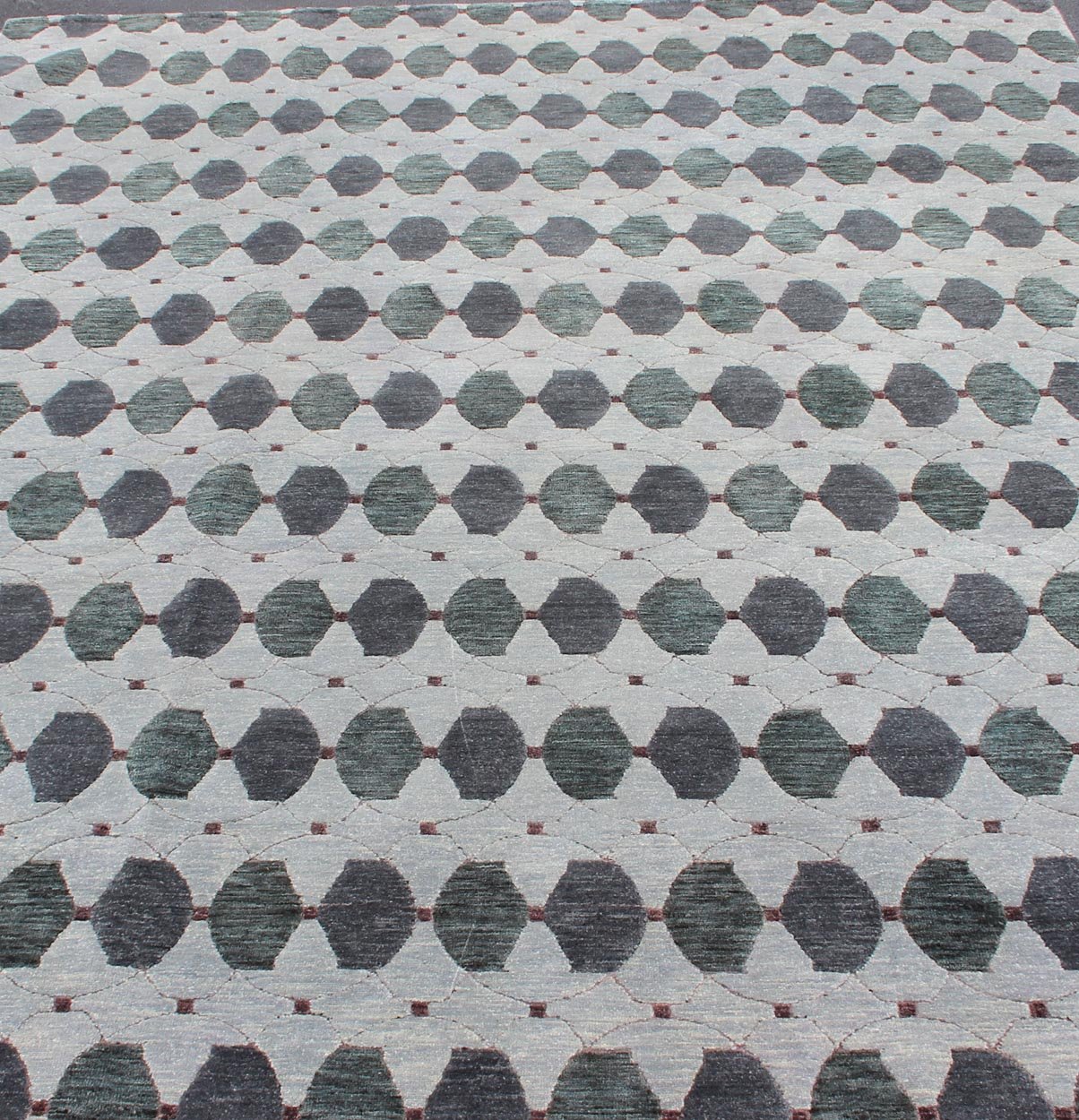 Tibetan Modern Design Wool and Silk Rug With Gray, Charcoal, Green Tibetan Modern Design Wool and Silk Rug by Keivan Woven Arts. rug 19 - 0832, Keivan Woven Arts country of origin / type: Nepal / Modern Measures: 8'1 x 10'3. This rug from N... - Keivan Woven Arts19 - 0832 - 11675Rug