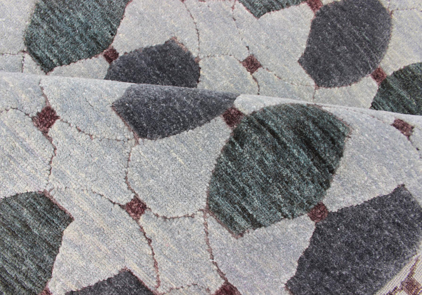 Tibetan Modern Design Wool and Silk Rug With Gray, Charcoal, Green Tibetan Modern Design Wool and Silk Rug by Keivan Woven Arts. rug 19 - 0832, Keivan Woven Arts country of origin / type: Nepal / Modern Measures: 8'1 x 10'3. This rug from N... - Keivan Woven Arts19 - 0832 - 11675Rug