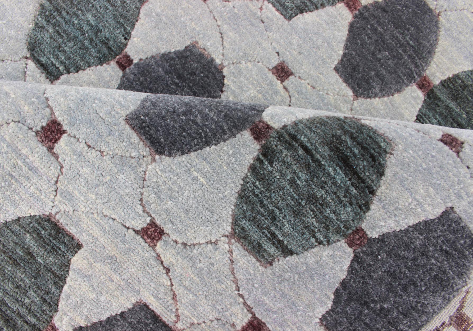 Tibetan Modern Design Wool and Silk Rug With Gray, Charcoal, Green Tibetan Modern Design Wool and Silk Rug by Keivan Woven Arts. rug 19 - 0832, Keivan Woven Arts country of origin / type: Nepal / Modern Measures: 8'1 x 10'3. This rug from N... - Keivan Woven Arts19 - 0832 - 11675Rug