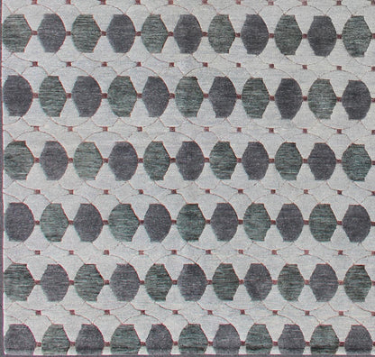 Tibetan Modern Design Wool and Silk Rug With Gray, Charcoal, Green Tibetan Modern Design Wool and Silk Rug by Keivan Woven Arts. rug 19 - 0832, Keivan Woven Arts country of origin / type: Nepal / Modern Measures: 8'1 x 10'3. This rug from N... - Keivan Woven Arts19 - 0832 - 11675Rug