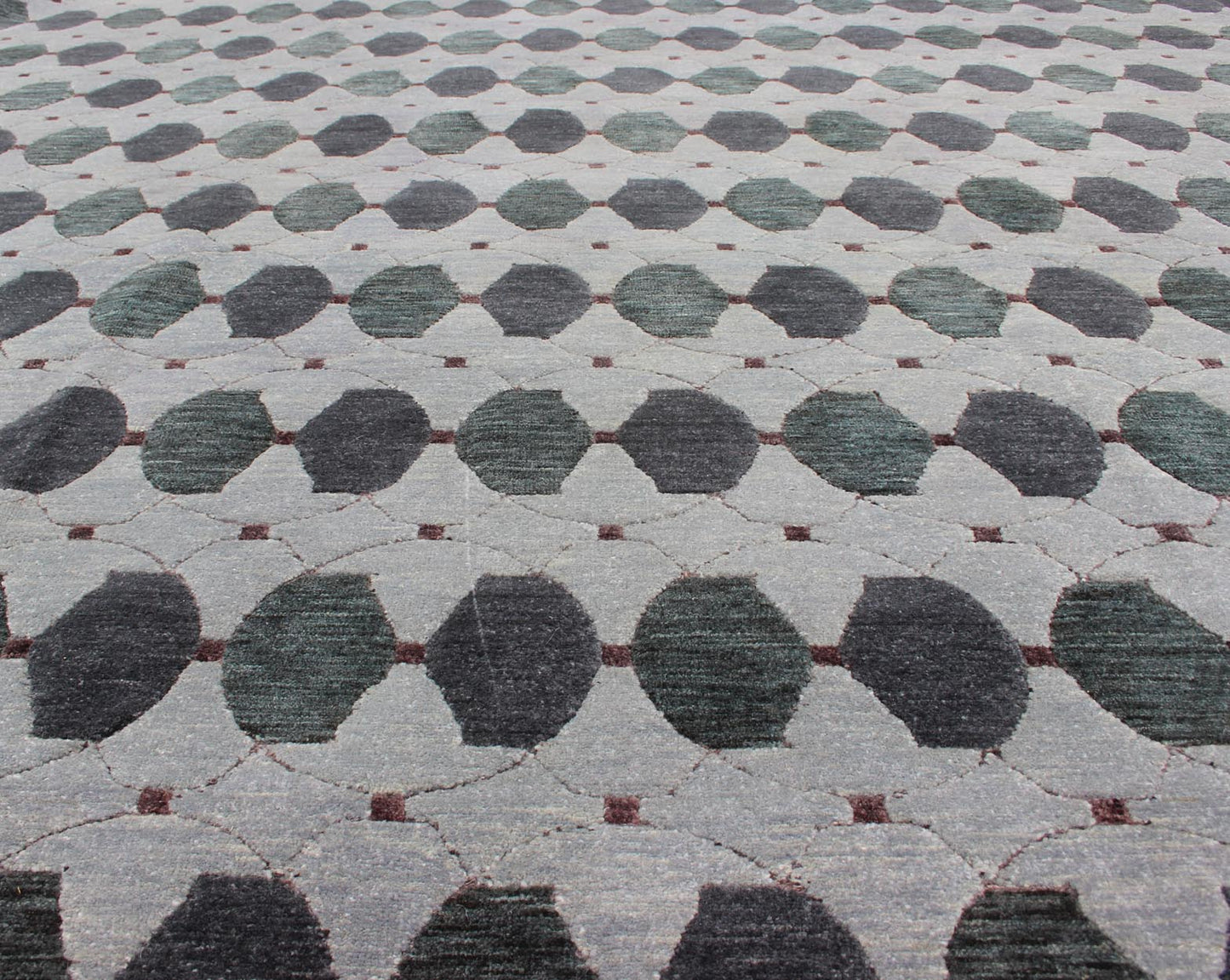 Tibetan Modern Design Wool and Silk Rug With Gray, Charcoal, Green Tibetan Modern Design Wool and Silk Rug by Keivan Woven Arts. rug 19 - 0832, Keivan Woven Arts country of origin / type: Nepal / Modern Measures: 8'1 x 10'3. This rug from N... - Keivan Woven Arts19 - 0832 - 11675Rug