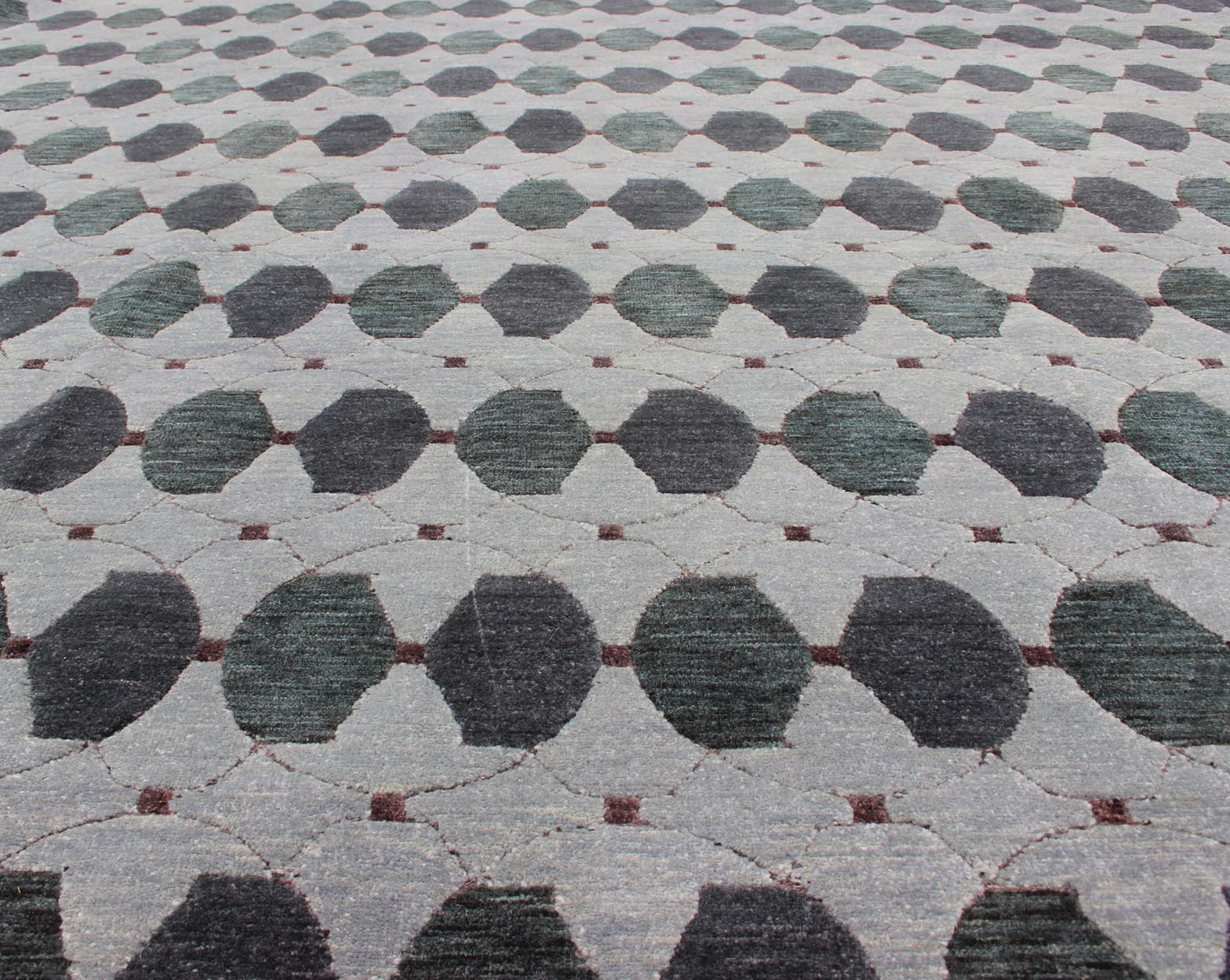 Tibetan Modern Design Wool and Silk Rug With Gray, Charcoal, Green Tibetan Modern Design Wool and Silk Rug by Keivan Woven Arts. rug 19 - 0832, Keivan Woven Arts country of origin / type: Nepal / Modern Measures: 8'1 x 10'3. This rug from N... - Keivan Woven Arts19 - 0832 - 11675Rug