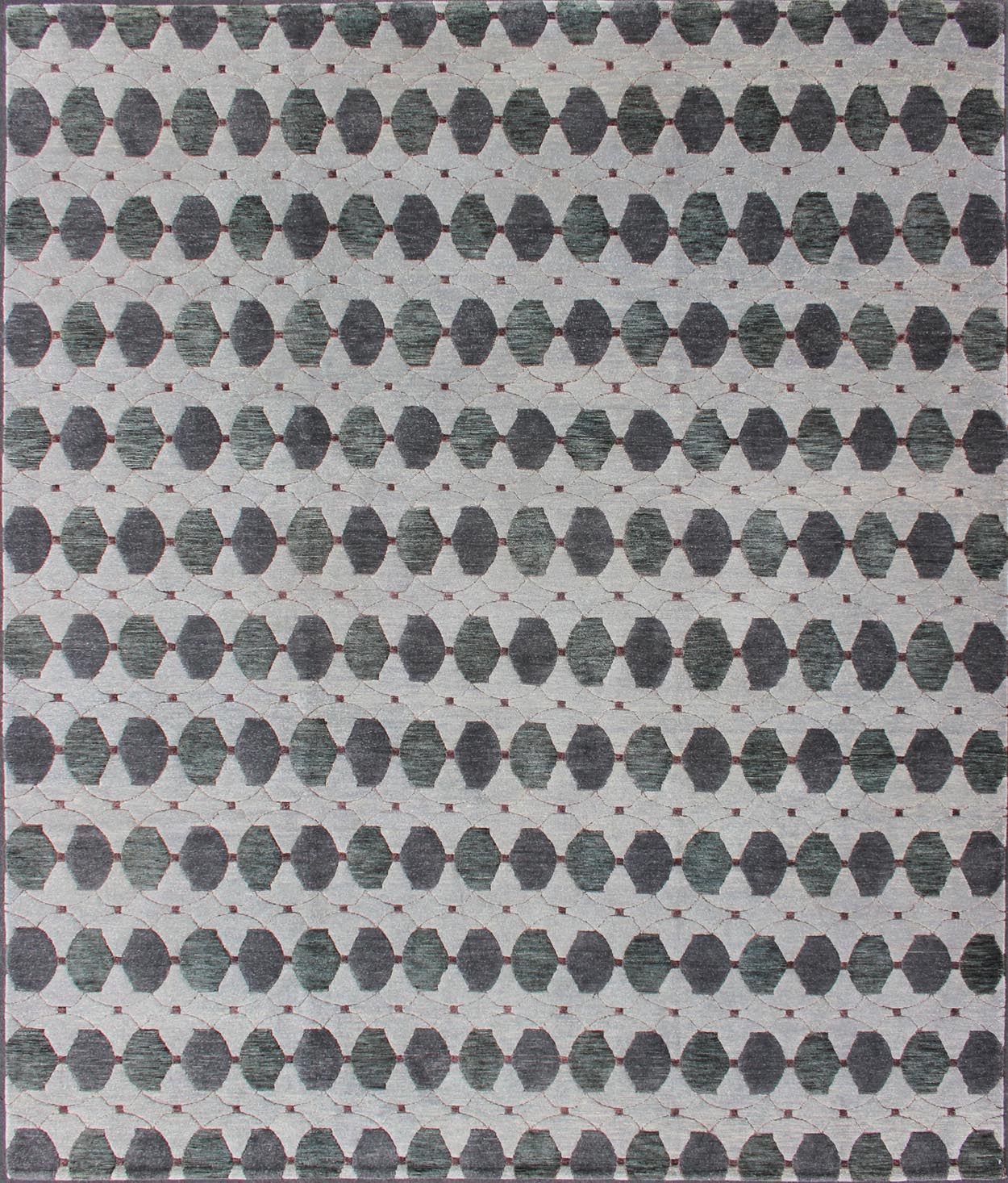 Tibetan Modern Design Wool and Silk Rug With Gray, Charcoal, Green Tibetan Modern Design Wool and Silk Rug by Keivan Woven Arts. rug 19 - 0832, Keivan Woven Arts country of origin / type: Nepal / Modern Measures: 8'1 x 10'3. This rug from N... - Keivan Woven Arts19 - 0832 - 11675Rug