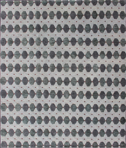 Tibetan Modern Design Wool and Silk Rug With Gray, Charcoal, Green Tibetan Modern Design Wool and Silk Rug by Keivan Woven Arts. rug 19 - 0832, Keivan Woven Arts country of origin / type: Nepal / Modern Measures: 8'1 x 10'3. This rug from N... - Keivan Woven Arts19 - 0832 - 11675Rug