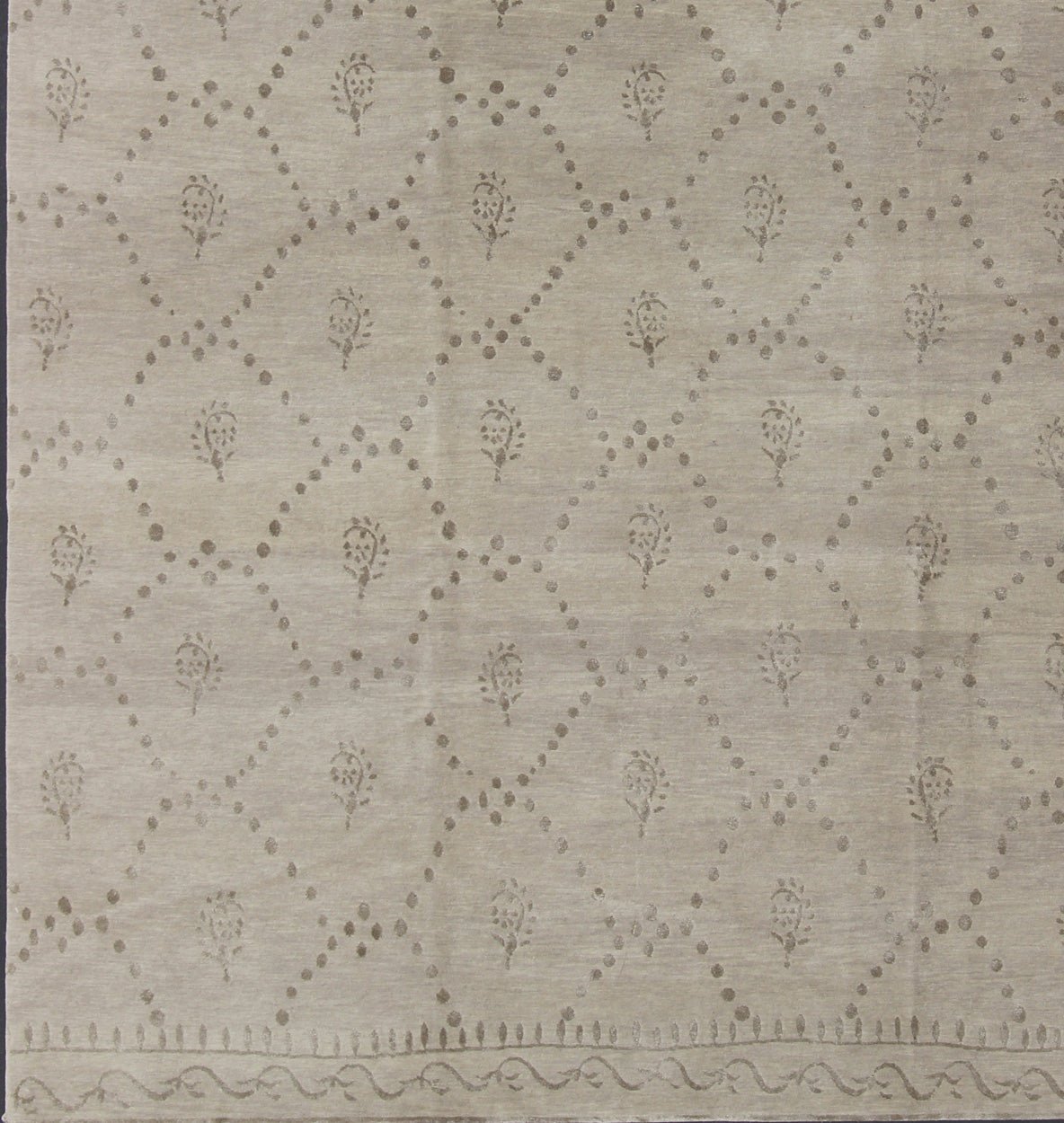 Wool and Silk Modern Tibetan Rug by Keivan Woven Arts/ rug 19 - 0833, country of origin / type: Nepal / Modern. Measures: 9 x 12. Finely made wool and silk modern design Tibetan rug from Nepal in neutrals and earth tones, Nepalese Modern rug with ... - Keivan Woven Arts19 - 0833 - 11717Rug